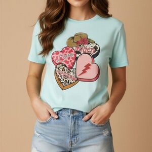 Rodeo Heart Graphic Tee - Light Blue